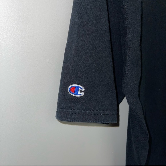 Champion Vintage T-Shirt Men's Size XL Black Big C Logo Patch Short Sleeve Retro - Picture 4 of 7